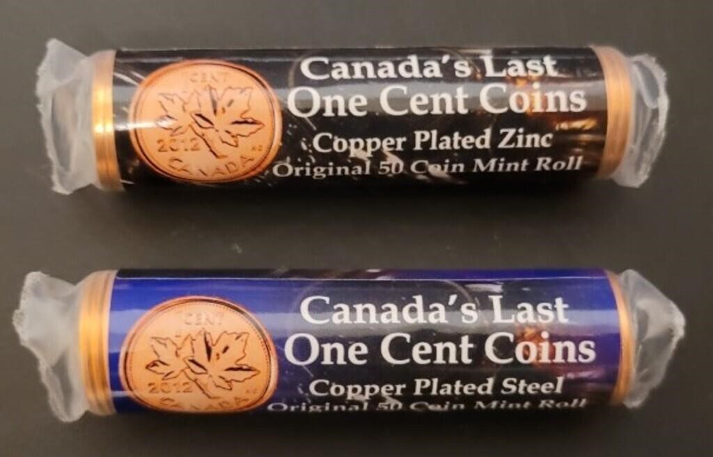 Two Rolls Of Canadian Pennies 2012 Last Year