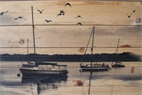 Handpainted Sailboat Art On Wood