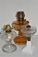 Three Vintage Oil Lamp Bases Only