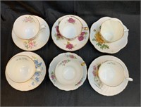 Tea Cups with Saucers (6), Mixed