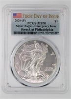 2020(P) Silver Eagle PCGS MS70 1st Day