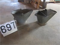 2 galvanized ash buckets