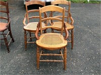 3 Victorian Chairs with Caned Seats