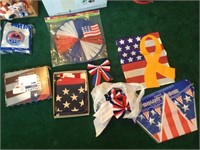 Americana decorations, bows, flags, animals