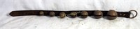 Vtg 7 Brass Sleigh Bells On Leather Strap