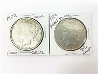 2 Silver peace dollars