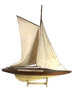 Vintage Wood Model Of A Sloop Like Ship