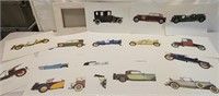 Set 18 old car prints