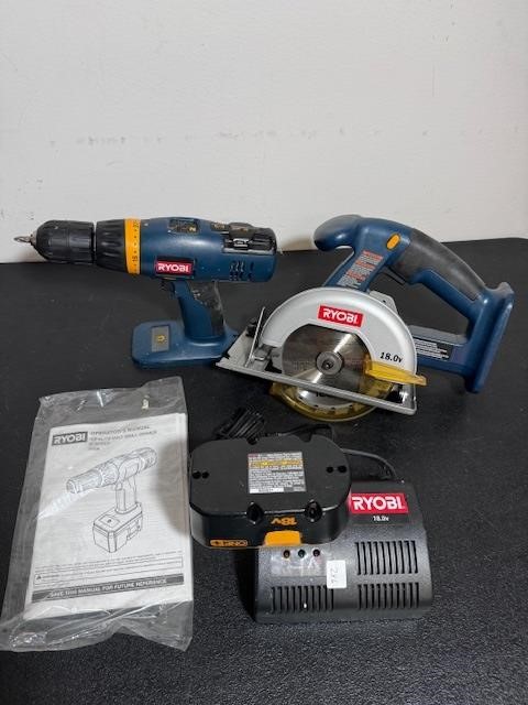 Ryobi Charger,Battery,Circular Saw and Drill