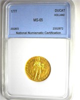 1777 Gold Ducat NNC MS65 Holland RARE EARLY GOLD