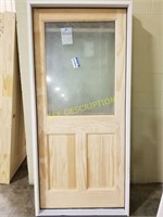 36" half view right hand pine exterior door