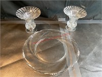 2 Vtg Heisey, 4 5/8" Art Decor Glass Vase & plate