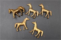 COLLECTION OF MINIATURE BRASS HORSES