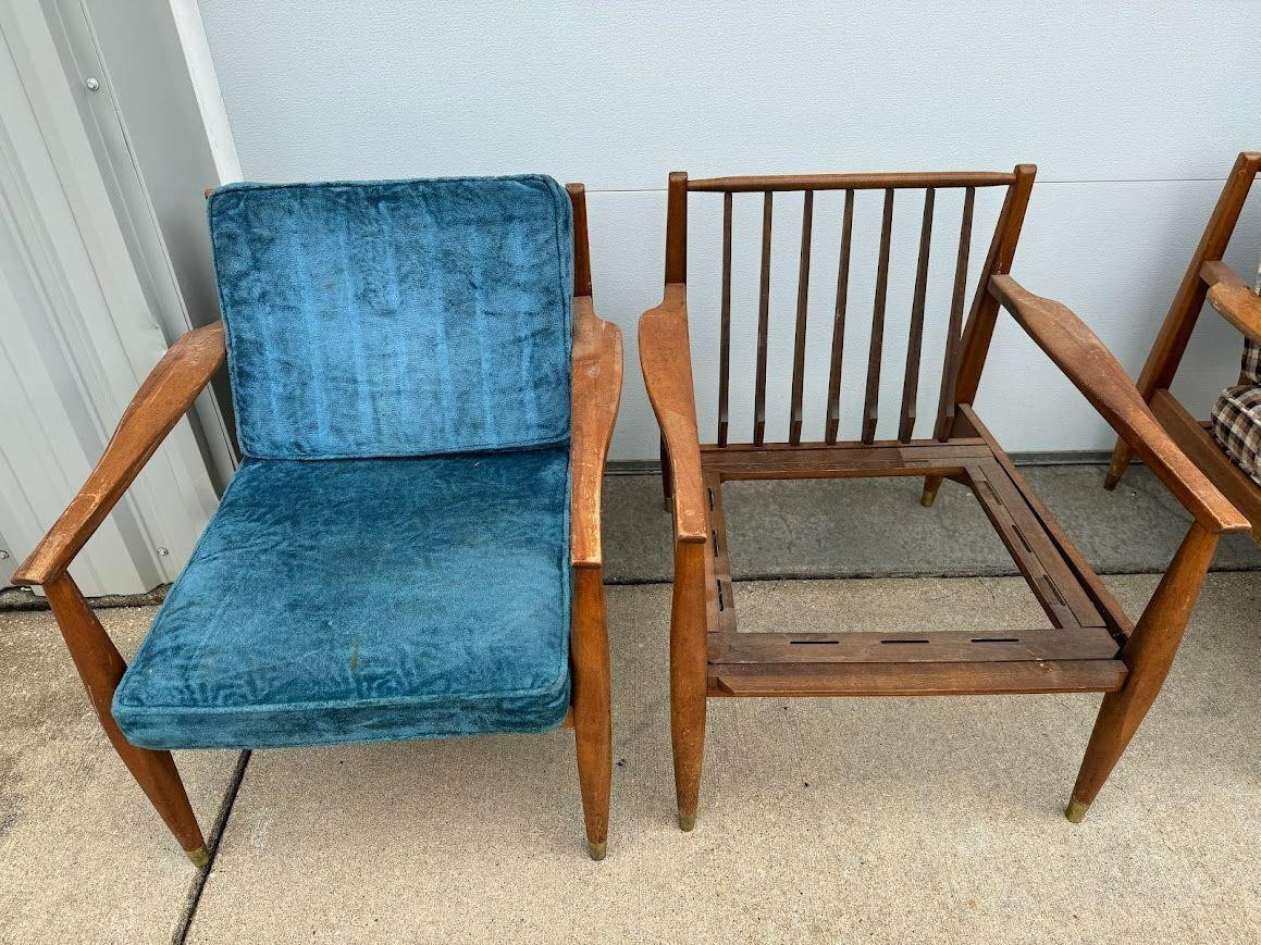 2 MCM Matching Chairs- 1 Missing Cushion