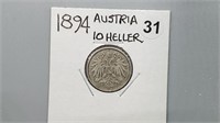 1894 Austria Ten Heller gn4031