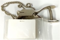 Vintage Oval Hole Punch on a Chain with Cards