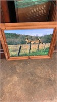 Framed Picture Of A Deer Jumping A Fence
