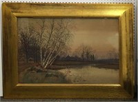 J. J. Francis Watercolor Landscape In Gilt Frame