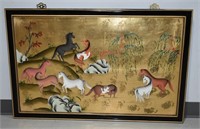 Chinese Gold Leaf Brush Painting - 40" x 26"