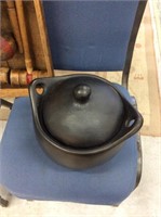 Black clay pot with lid