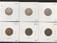 6 NICE INDIAN HEAD CENTS