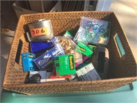 Office supplies in basket
