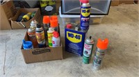 Box of marking paint cans
 WD 40 1/2 full