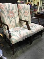 PAIR OF FLORAL HIGH-BACK CHAIRS