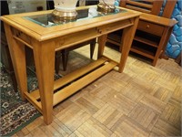 Sofa table with beveled glass insert and