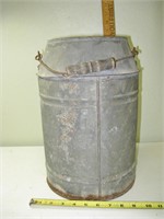 Antique Metal Milk Can Wood Handle 14" Tall
