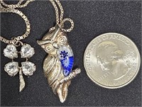 Pair .925 Necklaces - Owl & 4 Leaf Clover