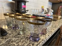 LOT OF 8 BOMBAY GOLD RIMMED COCKTAIL GLASSES