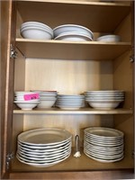 CONTENTS OF CLOSET LARGE LOT OF DISHES