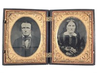 Double Tintype Portraits Man & Woman, Union Case