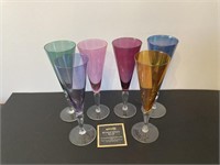 Coloured Glass Stemmed Wine Glasses