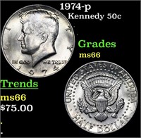 1974-p Kennedy Half Dollar 50c Grades GEM+ Unc