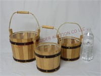 Wooden Planter Buckets ~ Set of 3