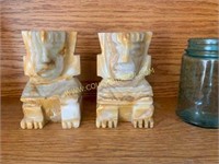 Carved onyx book ends