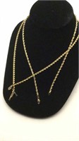 Qty 2) 14k YG 18gold rope chain necklaces