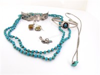 Taxco, sterling Turquoise, MOP, and Agate Jewelry