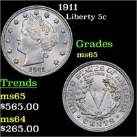 1911 Liberty Nickel 5c Grades GEM Unc