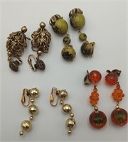 4 Pairs of Vintage Dangling Ear Clips