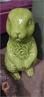 Green porcelain bunny 10in