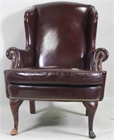HANCOCK & MOORE RED LEATHER WING BACK ARMCHAIR