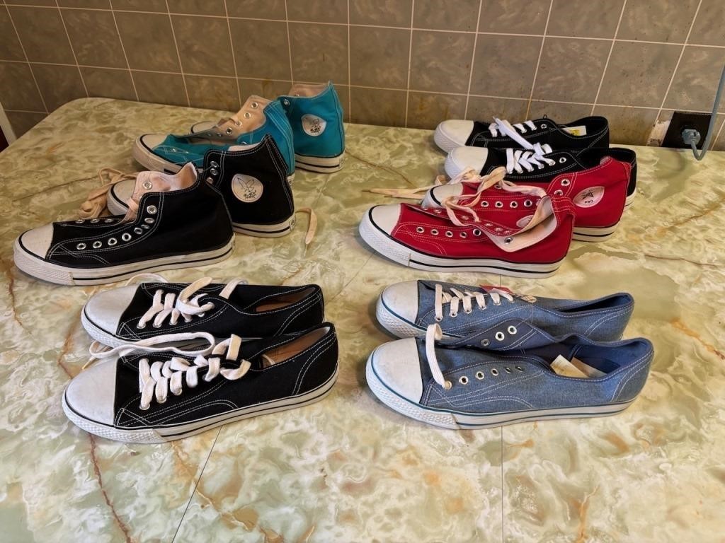 Six Pairs Sneakers, Men's Size 9-10