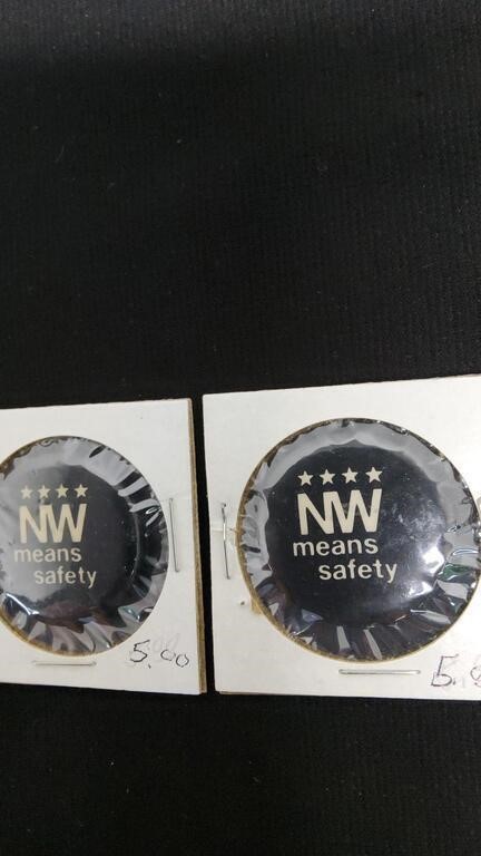 2 North Western Safety Pins