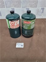 2 Coleman propane bottles (feels full)