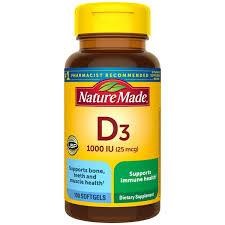 100ct Nature Made Vitamin D3 Softgels 25mcg A21