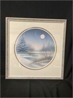 “Moon Rise” By A. Alaniz   WI Framed Winter Print
