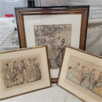 3 Victorian Fashion type prints  look at pictures
